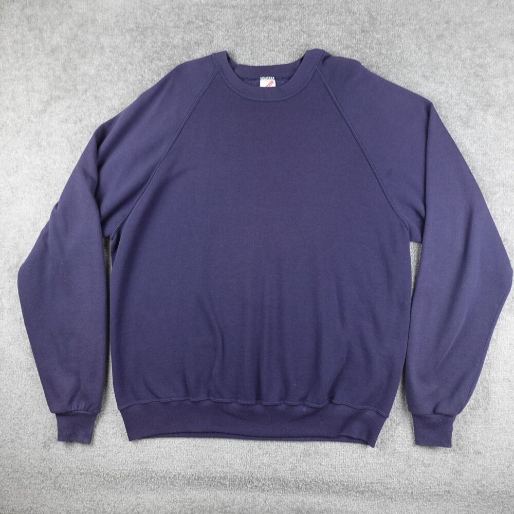 Vintage Jerzees Sweatshirt Men's 2XL Navy Blue Crewneck Blank USA Made 90's